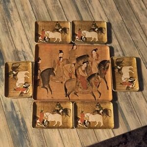 Vintage WONY LTD. Italy Zhao Meng Fu Yaun Dynasty Tray Trinket Dish Lot